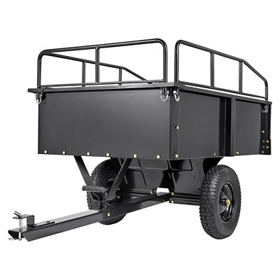 Trustmade Heavy Duty ATV Steel Dump Cart, 750 lb., 15 cu. ft., Garden Trailer with Removable Sides for Lawn Mower