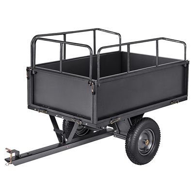 Trustmade Garden Utility Trailer 17 cu. ft., 600 lb., ATV UTV Tow Behind Steel Dump Cart 16 in. Tires for Lawn Mower