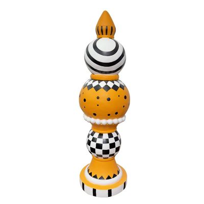 Haunted Hill Farm 4 ft. Finial with Multicolor Polka Dot, Checkerboard & Swirl Halloween Decoration