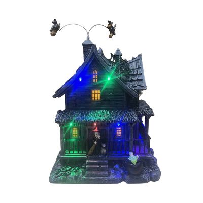 Haunted Hill Farm 36 in. LED Haunted House with Flying Witches Halloween Decoration