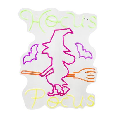 Haunted Hill Farm 25 in. LED Wall Witch with Flying Broom Halloween Decoration