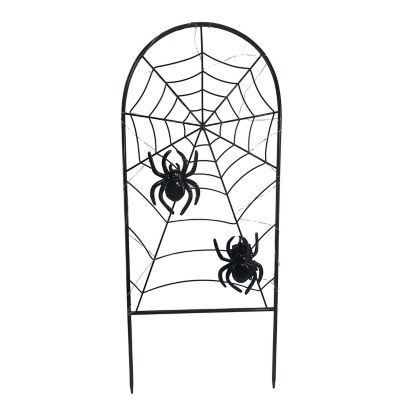 Haunted Hill Farm 31 in. LED Metal Spiderweb with Stake Halloween Decoration