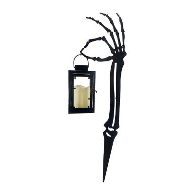 Haunted Hill Farm 27 in. LED Zombie Hand with Lantern and Stake Halloween Decoration