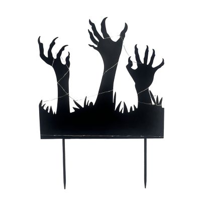 Haunted Hill Farm 24 in. LED Metal Zombie Hands Coming From Ground Halloween Decoration