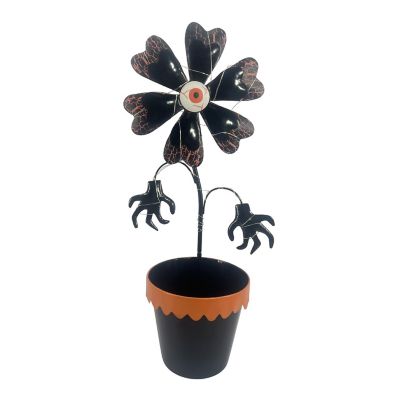Haunted Hill Farm 24 in. LED Metal Flower in Pot Halloween Decoration