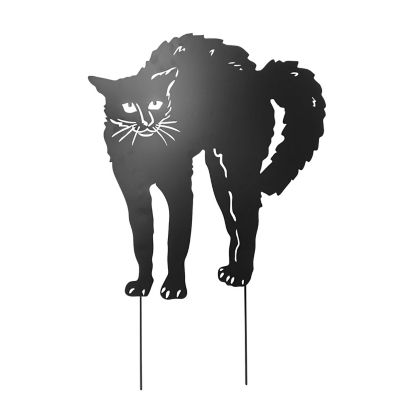 Haunted Hill Farm 36 in. LED Metal Black Cat Halloween Decoration