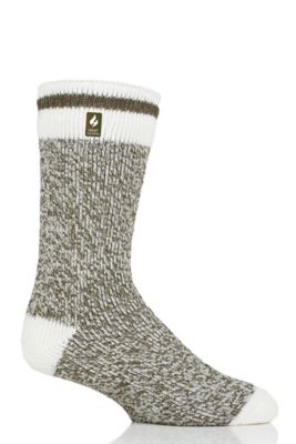 Heat Holders Men's Jeffrey Cream Block Twist Crew Sock