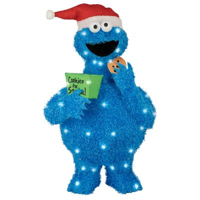 Sesame Street 3D Christmas Lighted Tinsel Sculpture, Cookie Monster
