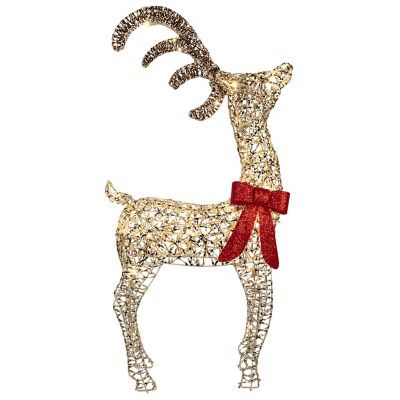 Gemmy Sparkle Gold Metallic Twisted Ribbon Reindeer