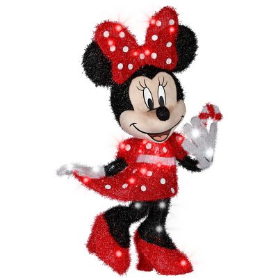 Disney 3D Holiday Lighted Tinsel Sculpture, Minnie in Red Polka Dot Dress
