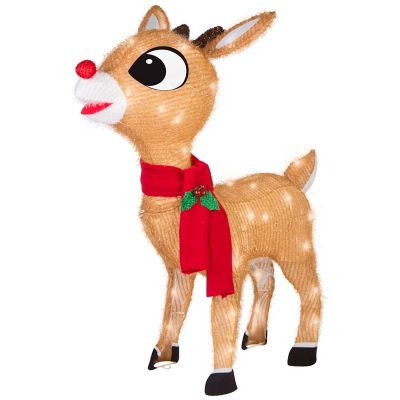 Rudolph 3D Holiday Lighted Tinsel Sculpture, Dave as Santa
