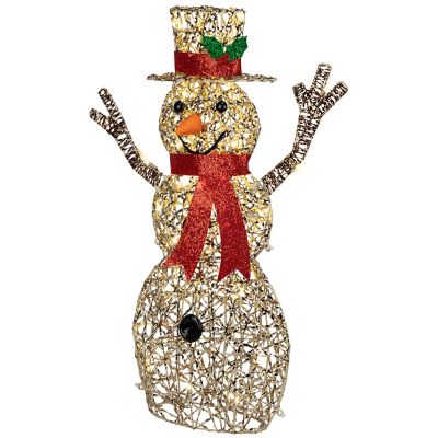 Gemmy Sparkle Gold Metallic Twisted Ribbon Snowman