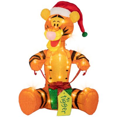 Disney 3D Holiday Lighted Tinsel Sculpture, Tigger with Present