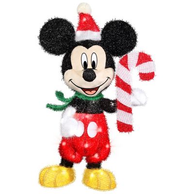 Disney 3D Holiday Lighted Tinsel Sculpture, Mickey with Candy Cane