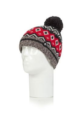 Heat Holders Men's Dylan Patterned Hat With Pom Pom