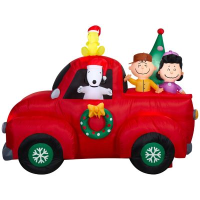 Peanuts Airblown Christmas Light, Snoopy Driving Truck with Friends Scene