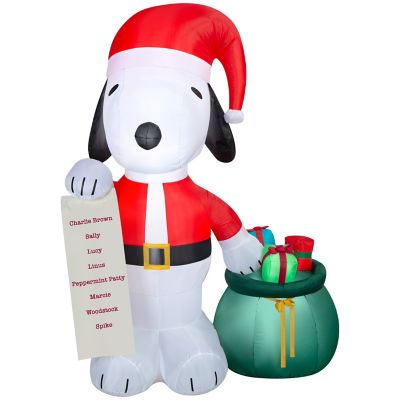 Peanuts Airblown Christmas Light, Snoopy with List and Gift Sack