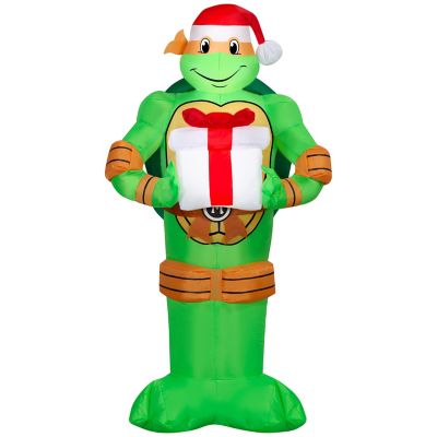 TMNT Airblown Christmas Light, Classic Michaelangelo with Present
