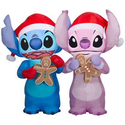 Disney Airblown Christmas Light, Holiday Stitch and Angel Eating Gingerbread Cookies