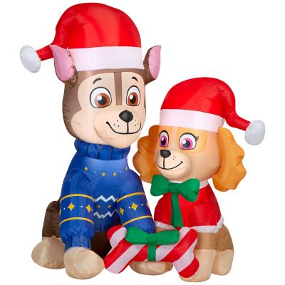 Paw PatrolAirblown Christmas Light with ELT-Chase & Skye with Present Bone Scene