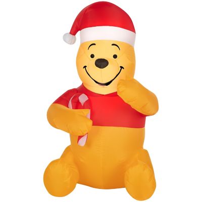 Disney Airblown Christmas Light, Winnie the Pooh in Santa Hat with Candy Cane