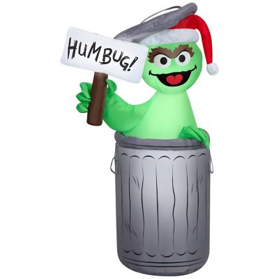 Disney Airblown Christmas Light, Christmas Oscar the Grouch with Hum Bug Sign