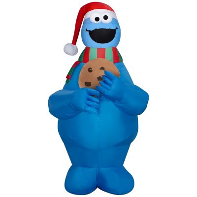 Sesame StreetAirblown Christmas Light, Cookie Monster with Santa Hat and Scarf