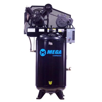 Mega 5 hp Upright 19 CFM, 175 PSI (180 PSI max) Two Stage with Mag Starter