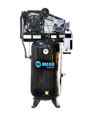Mega 5 hp Upright 19 CFM, 175 PSI (180 PSI max) with 3 Phase Power 230 V Two Stage with Mag Starter
