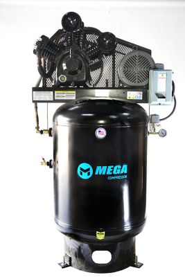 Mega 10 hp Upright 35 CFM, 175 PSI (200 PSI max) 3 Phase Power 460 V Two Stage
