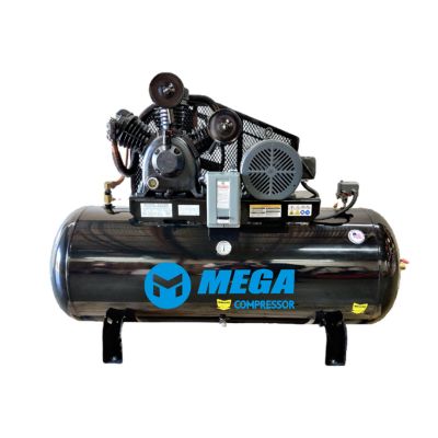 Mega 10 hp Horizontal 35 CFM, 175 PSI, 200 PSI Max, 3 Phase Power 460 V Two Stage