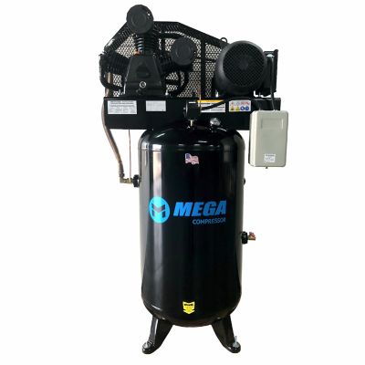 Mega 5 hp Upright 18.5 CFM, 175 PSI (175 PSI max) Two Stage Single Phase