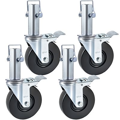 VEVOR 4 pk. 5 in. Scaffolding Rubber Swivel Caster Wheels with Dual Locking Heavy Duty Casters