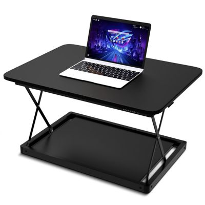 Uncaged Ergonomics Standing Desk Converter, Compact Sit-Stand Desktop Riser, 27.5 x 19.5in., Adjustable Height, No Assembly