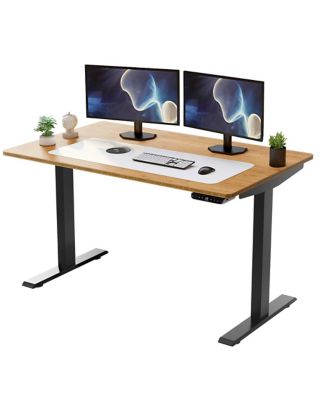 Uncaged Ergonomics Electric Standing Desk, Sit-Stand Home Office Desk, 60 x 30in. Bamboo Top Dual Motor Memory Keypad Adjustable