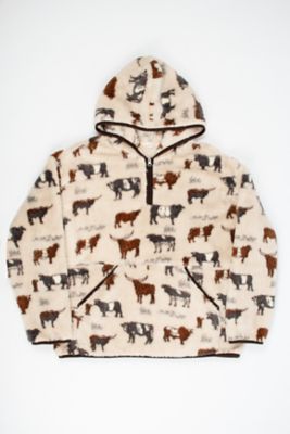 American Farm Company Women's Western Vintage Cattle Quarter-Zip Sherpa Hoodie
