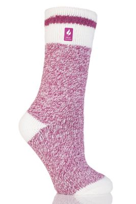 Heat Holders Women's Snowdrop Cream Block Twist Crew Sock, 5-9,Berry at ...