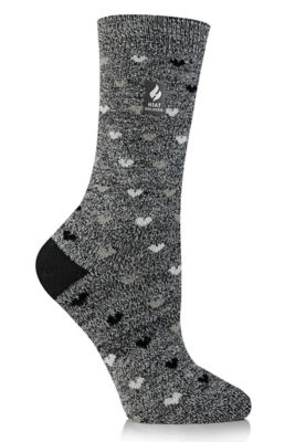 Heat Holders Women's Ultra Lite Orchid Hearts Crew Sock