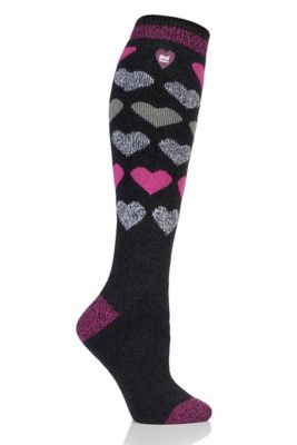 Heat Holders Women's Lite Laura Jacquard Hearts Long Sock