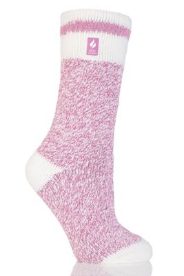 Heat Holders Women's Snowdrop Cream Block Twist Crew Sock