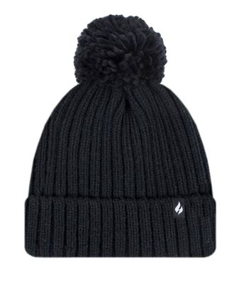 Heat Holders Women's Arden Ribbed Knit Roll Up Hat with Pom Pom