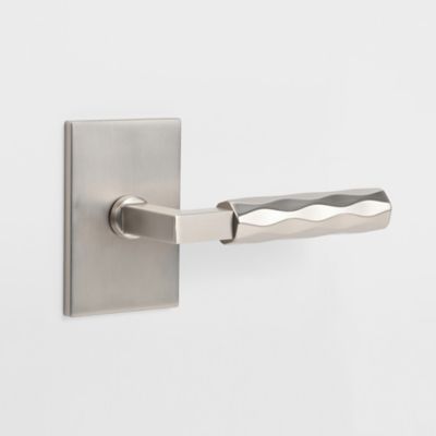 McBowery Hailey Satin Nickel Modern Hall/Closet Interior Door Handle with Rectangular Rosette and Concealed Screws (Passage)