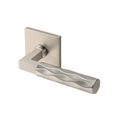 McBowery Hailey Satin Nickel Modern Hall/Closet Interior Door Handle with Square Rosette and Concealed Screws (Passage)
