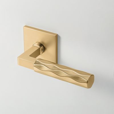 McBowery Hailey Champagne Gold Modern Hall/Closet Interior Door Handle with Square Rosette and Concealed Screws (Passage)
