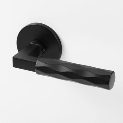 McBowery Hailey Matte Black Modern Double Dummy Interior Door Handle with Round Rosette and Concealed Screws