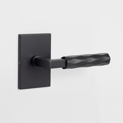 McBowery Hailey Matte Black Modern Double Dummy Interior Door Handle with Rectangular Rosette and Concealed Screws