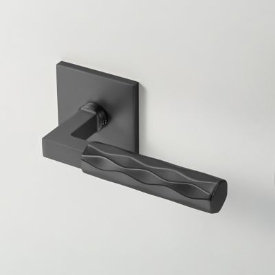 McBowery Hailey Matte Black Modern Hall/Closet Interior Door Handle with Square Rosette and Concealed Screws (Passage)
