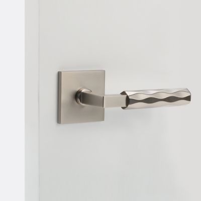 McBowery Hailey Satin Nickel Modern Double Dummy Interior Door Handle with Square Rosette and Concealed Screws