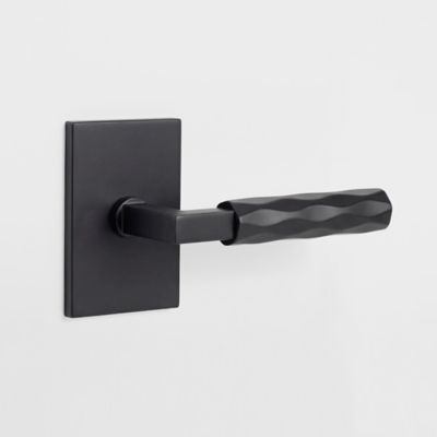 McBowery Hailey Matte Black Modern Hall/Closet Interior Door Handle with Rectangular Rosette and Concealed Screws (Passage)