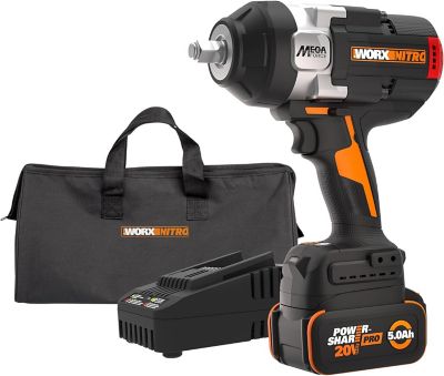 WORX 20V Brushless 1,400 ft./lb. High Torque 1/2 in. Impact Wrench Includes 5.0Ah Battery and Charger